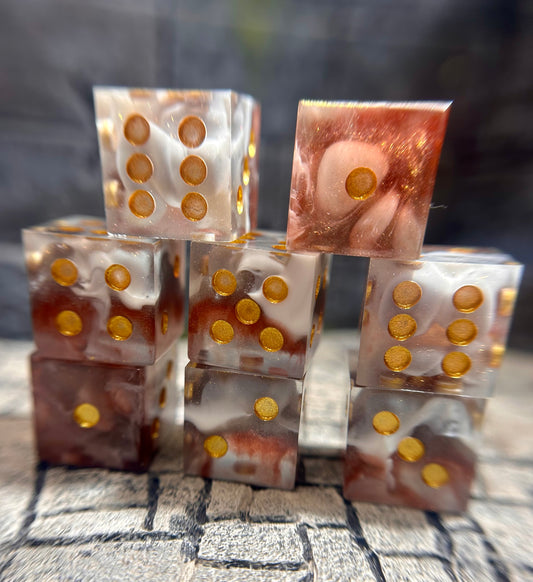 Gore-Flecked Ivory 8-Piece D6 Dice Set