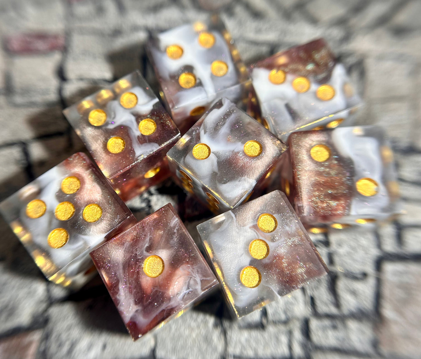 Gore-Flecked Ivory 8-Piece D6 Dice Set