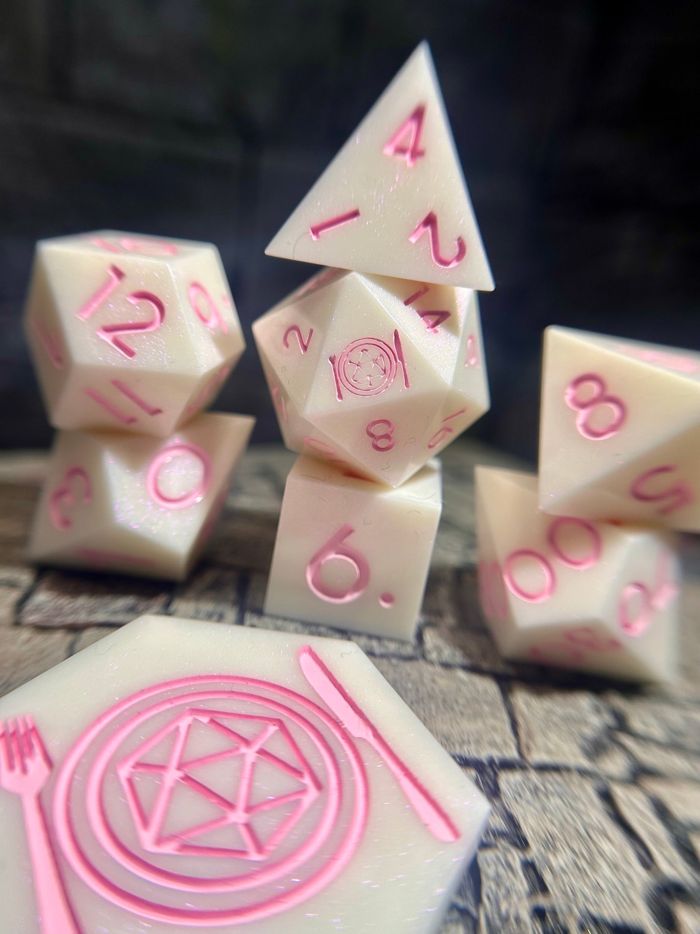 Rosewater Taffy 8-Piece Polyhedral Dice Set