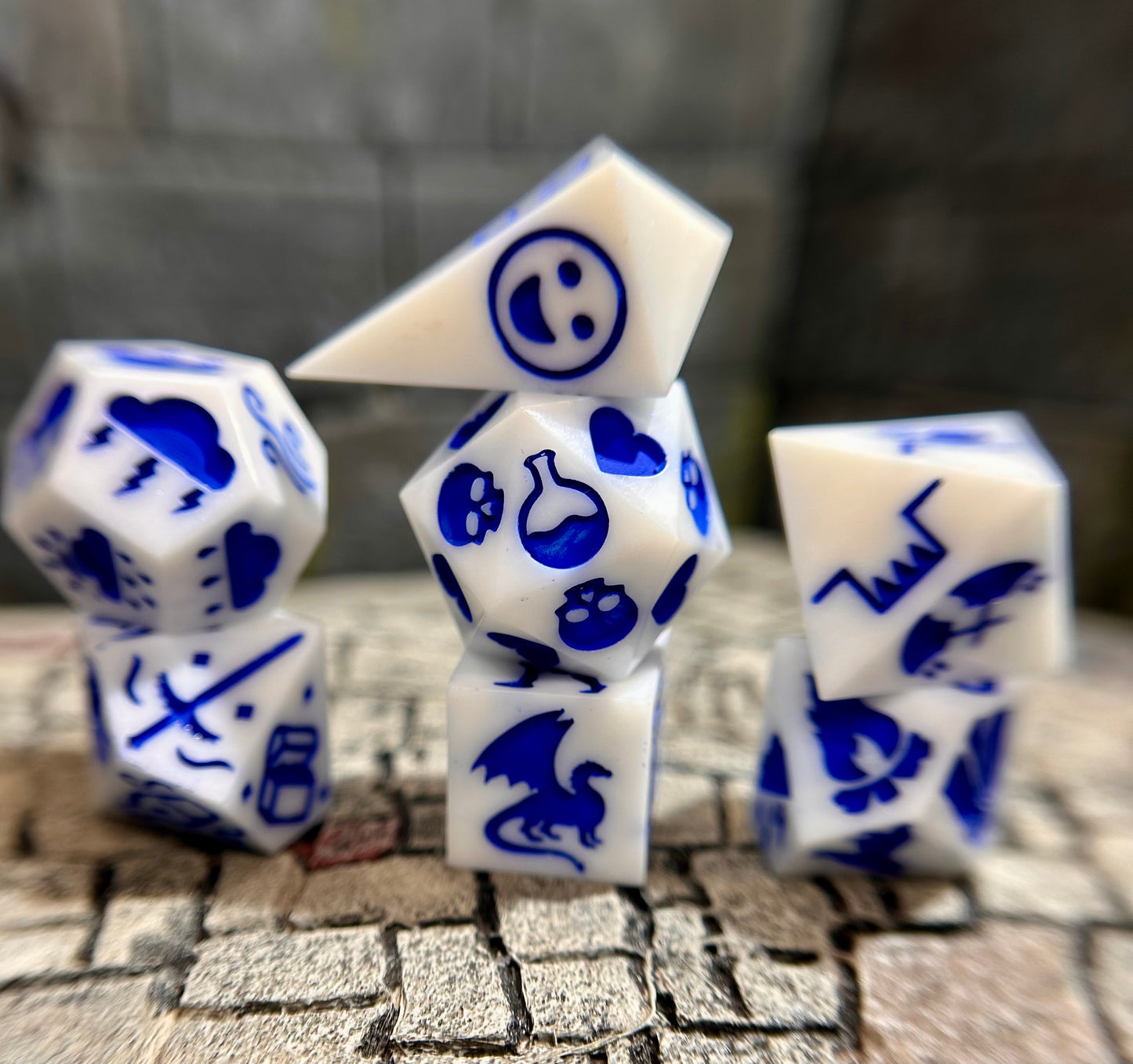Heirloom Porcelain 7-Piece Dungeon Master Polyhedral Dice Set