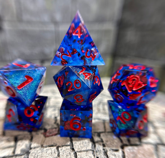 Cobalt Flare 7-Piece Polyhedral Dice Set
