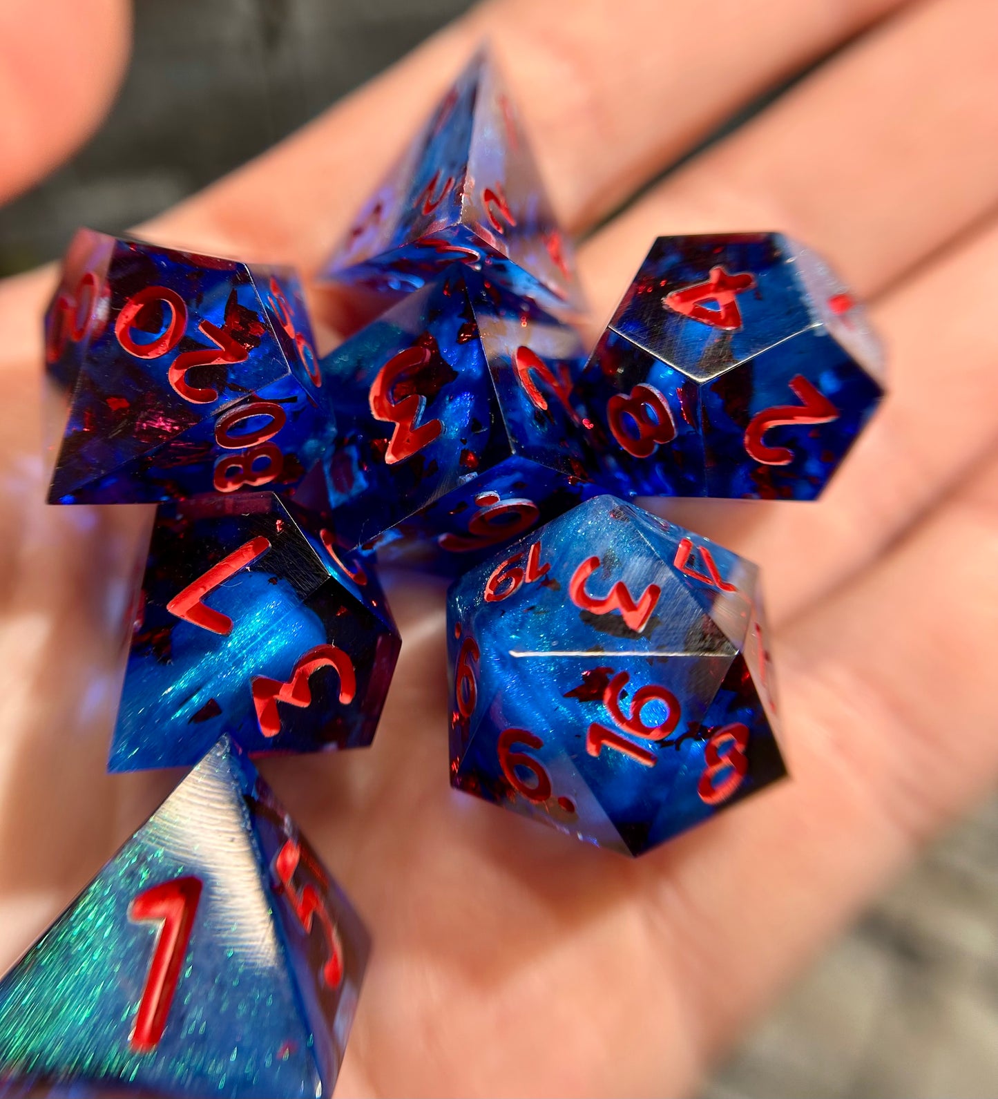 Cobalt Flare 7-Piece Polyhedral Dice Set