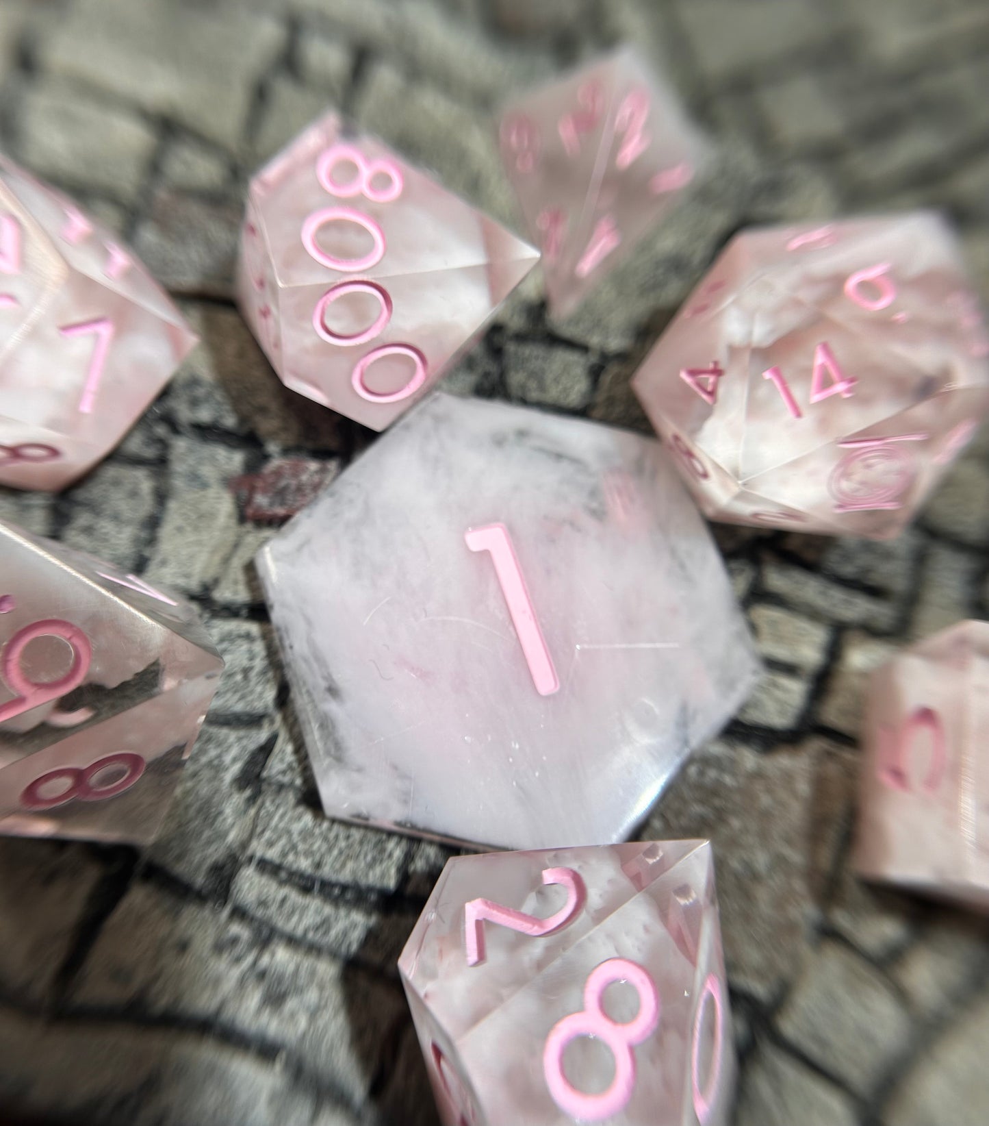 Bubblegum Clouds 8-Piece Polyhedral Dice Set