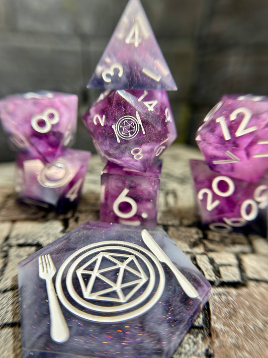 Ethereal Amethyst 8-Piece Polyhedral Dice Set