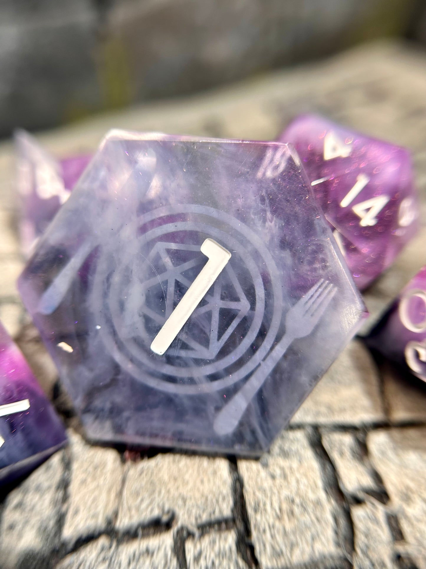 Ethereal Amethyst 8-Piece Polyhedral Dice Set