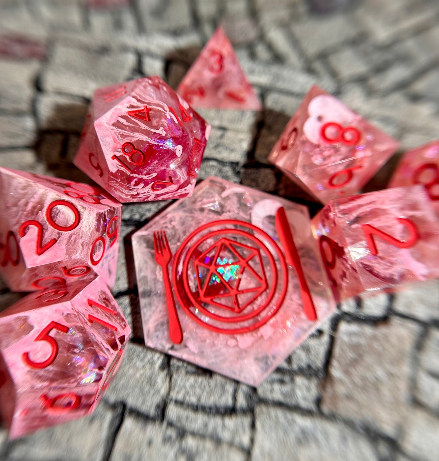 Cupid's Volley 8-Piece Polyhedral Dice Set