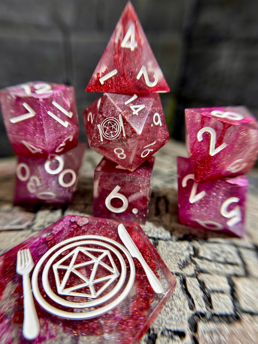 Ruby Dazzle 8-Piece Polyhedral Dice Set
