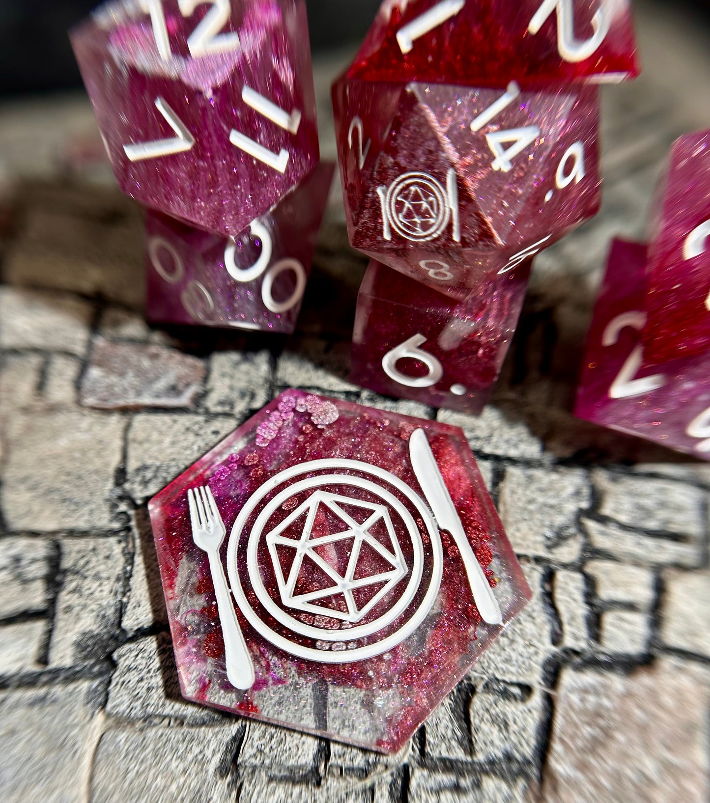Ruby Dazzle 8-Piece Polyhedral Dice Set