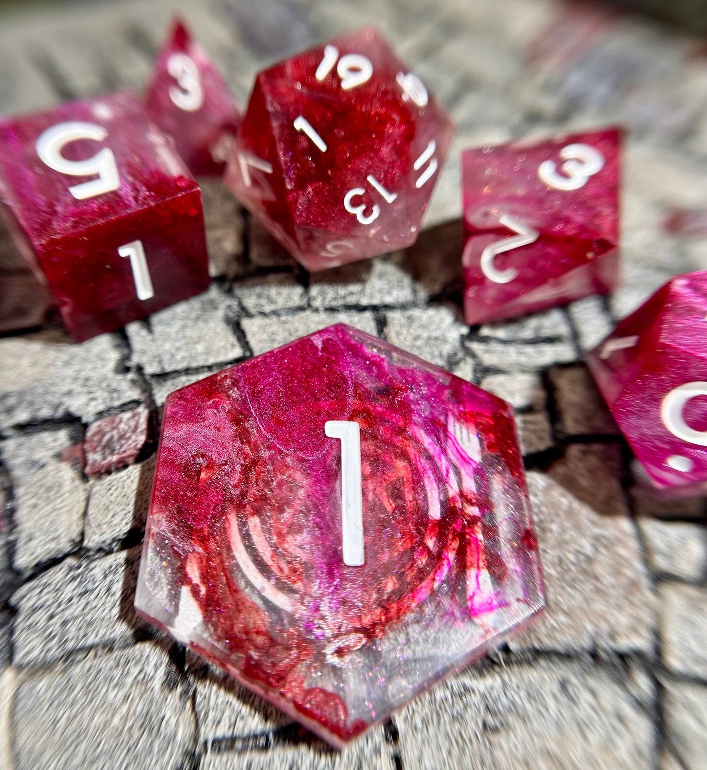 Ruby Dazzle 8-Piece Polyhedral Dice Set
