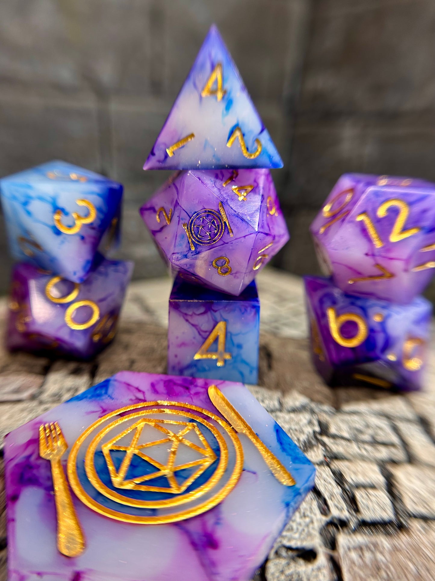 Watercolor Galaxy 8-Piece Polyhedral Dice Set