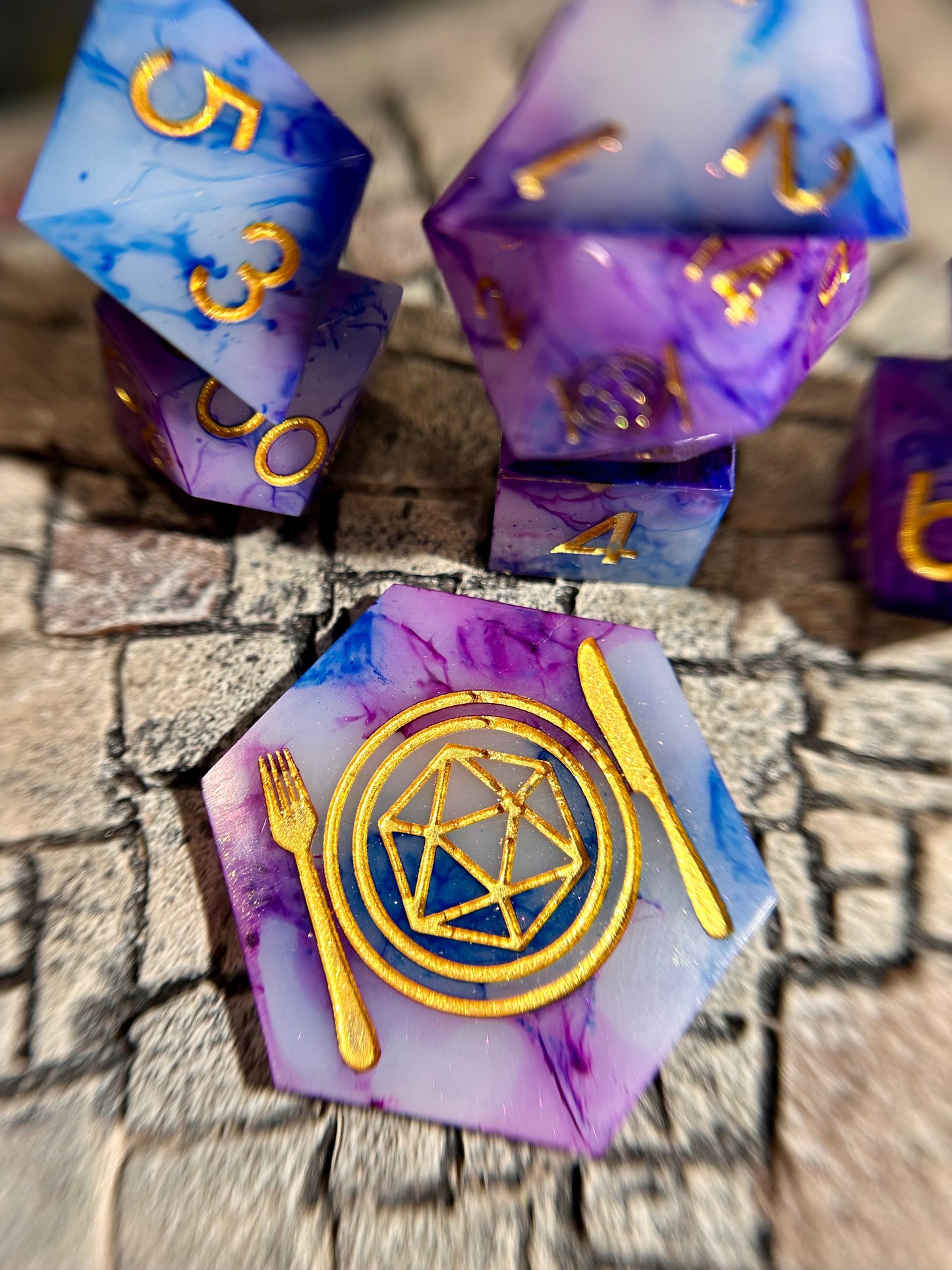 Watercolor Galaxy 8-Piece Polyhedral Dice Set