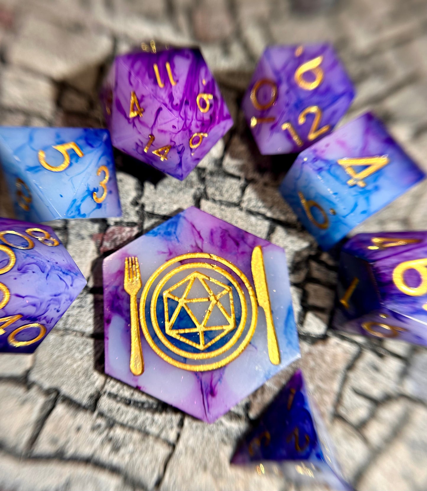 Watercolor Galaxy 8-Piece Polyhedral Dice Set
