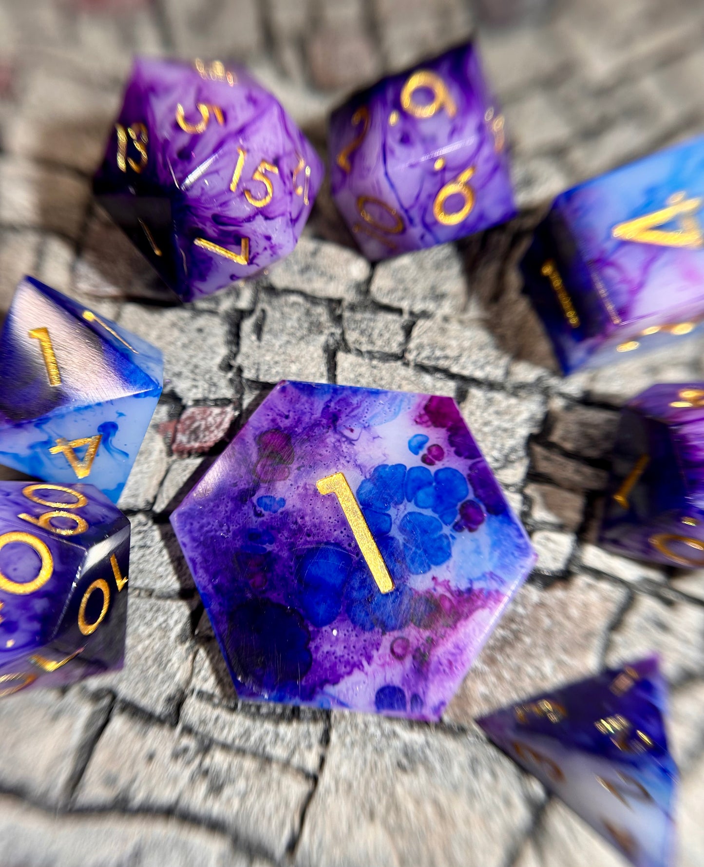 Watercolor Galaxy 8-Piece Polyhedral Dice Set