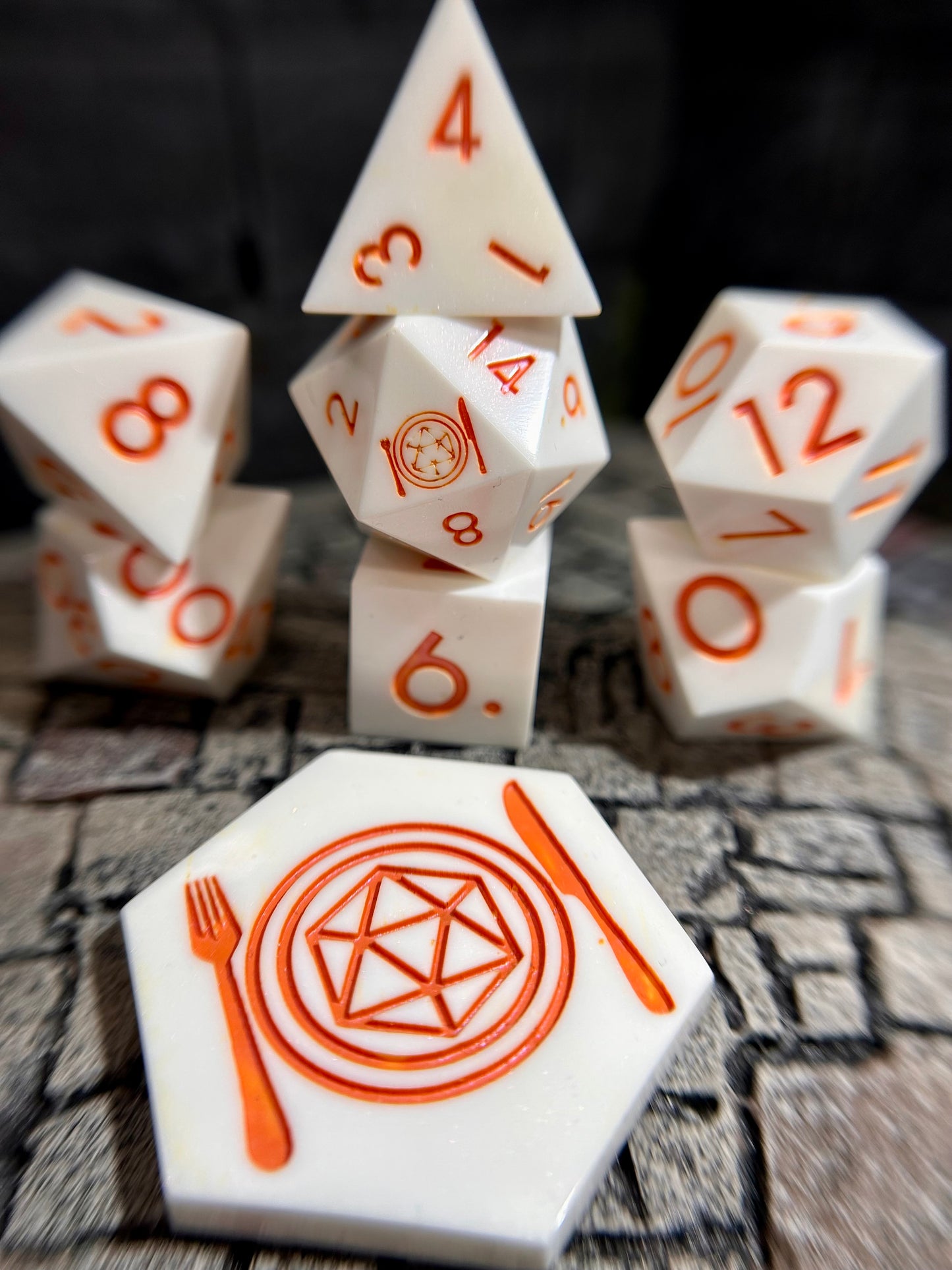 Tangerine Taffy 8-Piece Polyhedral Dice Set