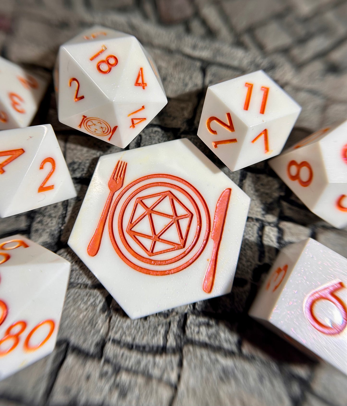 Tangerine Taffy 8-Piece Polyhedral Dice Set