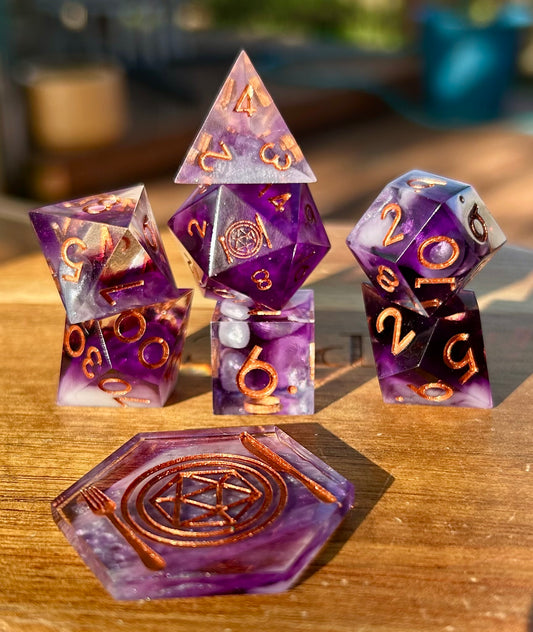 Amethyst Alchemy 8-Piece Polyhedral Dice Set
