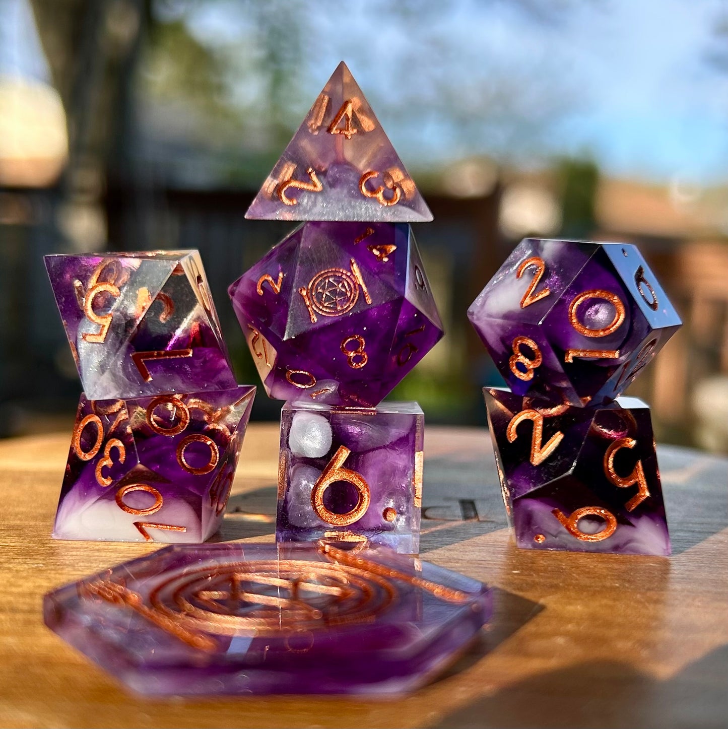 Amethyst Alchemy 8-Piece Polyhedral Dice Set