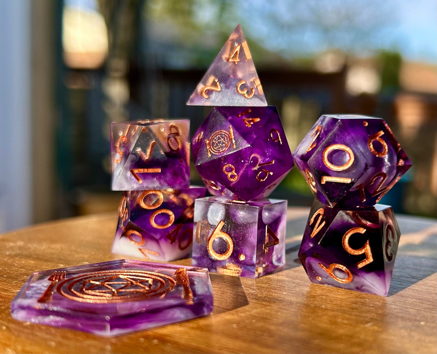 Amethyst Alchemy 8-Piece Polyhedral Dice Set