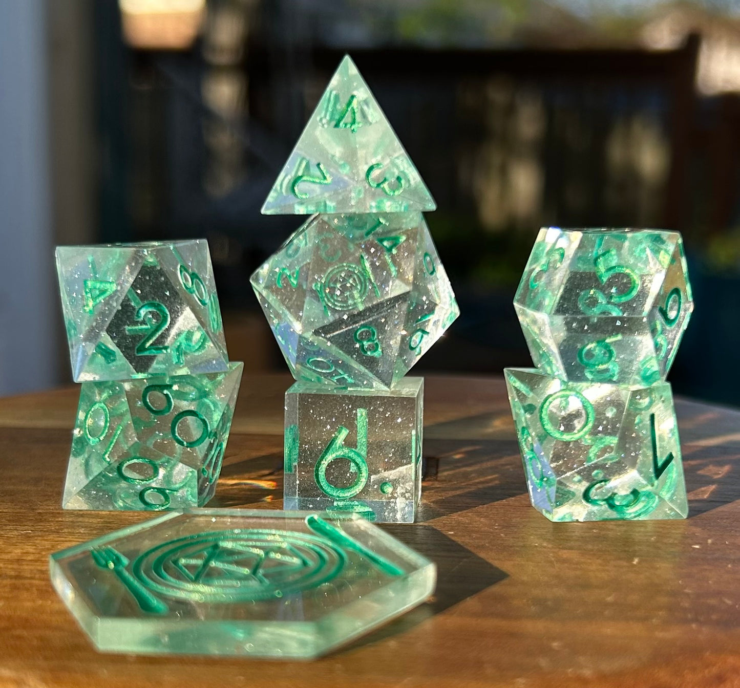 Emerald Mist 8-Piece Polyhedral Dice Set