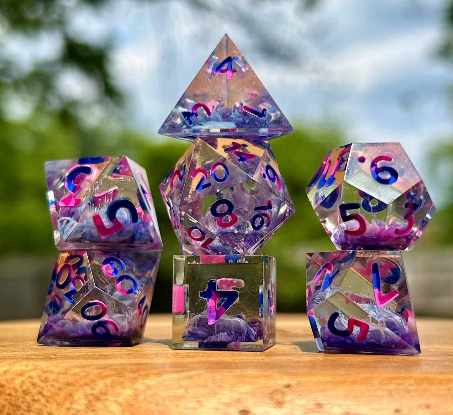 Crystal Cotton Candy 7-Piece Polyhedral Dice Set