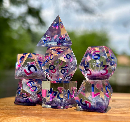 Crystal Cotton Candy 7-Piece Polyhedral Dice Set