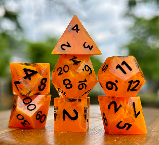 Tangy Tangerine 7-Piece Polyhedral Dice Set