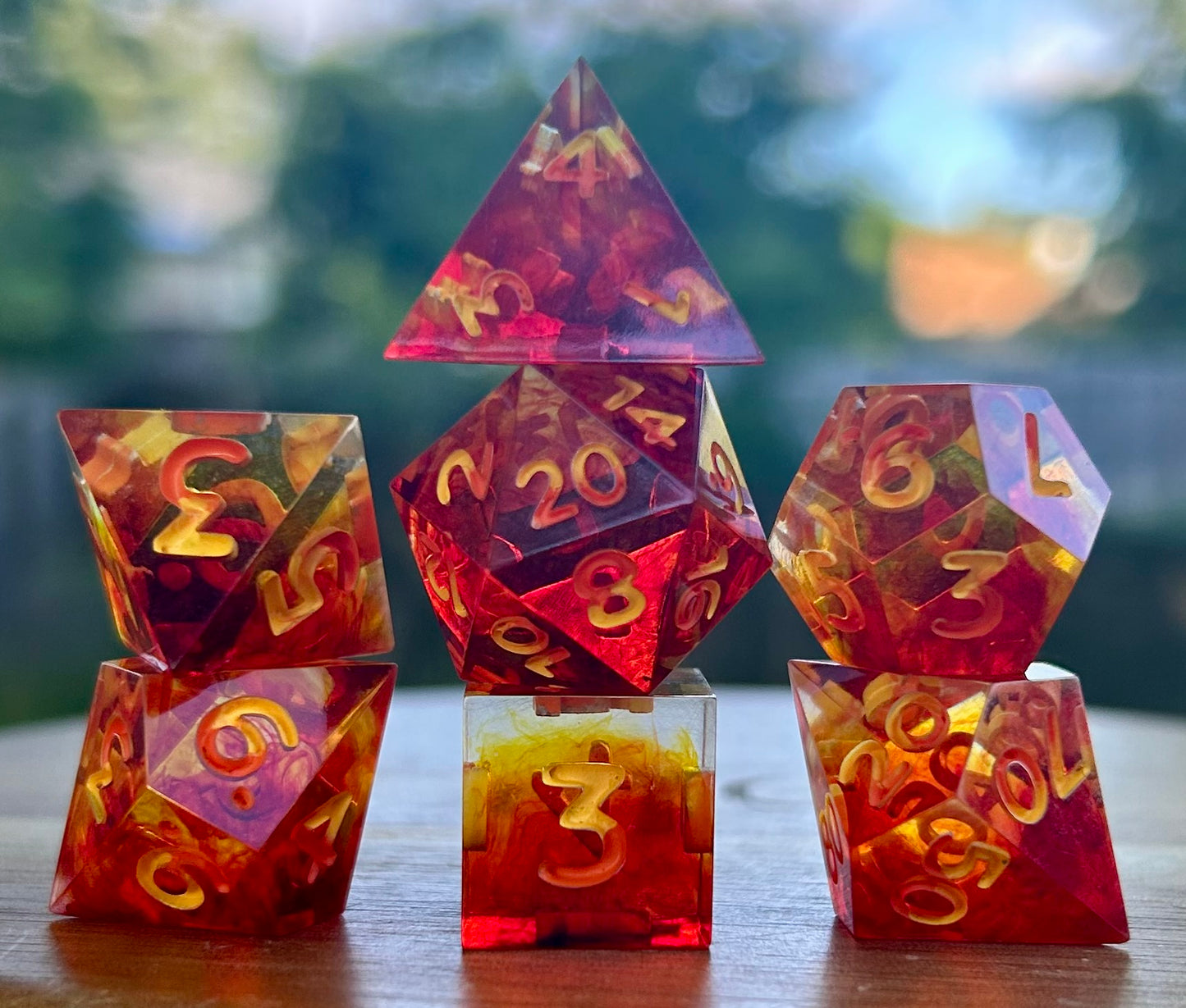 Fireball 7-Piece Polyhedral Dice Set