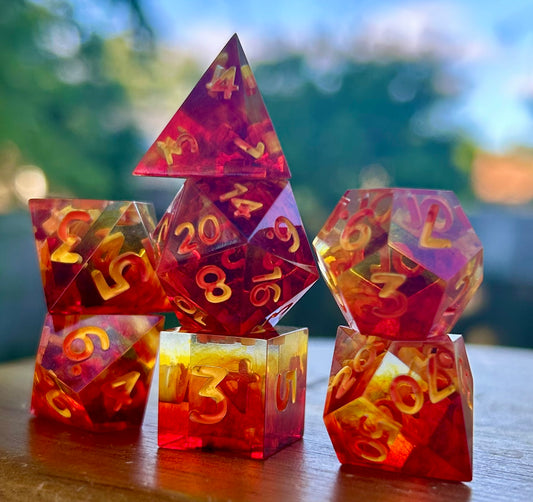 Fireball 7-Piece Polyhedral Dice Set